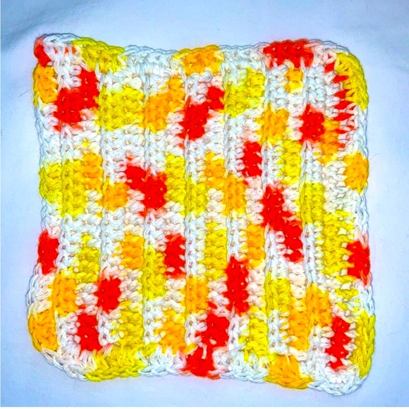 HAND CRAFTED Crocheted Colorful All Purpose 100% Cotton Wash or Dish Cloth - Picture 3 of 6
